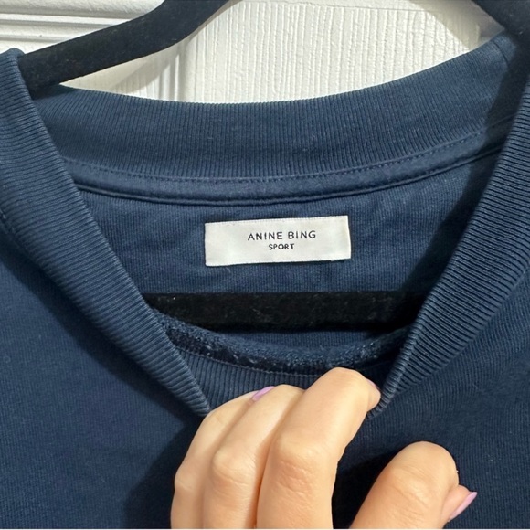 Anine Bing Sport Tyler crew neck sweatshirt navy medium - Picture 3 of 6